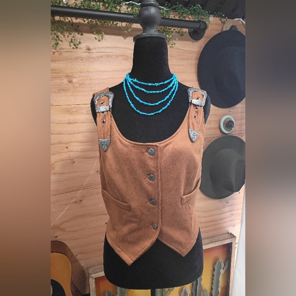 ✨SOLD✨Lucky & Blessed - Western Boho Buckle Detail Vest - NWOT - Size Large